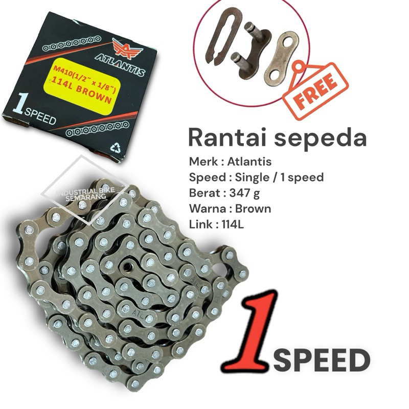 ( 114L ATLANTIS ) RANTAI SINGLE SPEED SEPEDA UNIVERSAL SEPEDA ANAK ANAK DEWASA FIXIE MINI BMX JENGKI