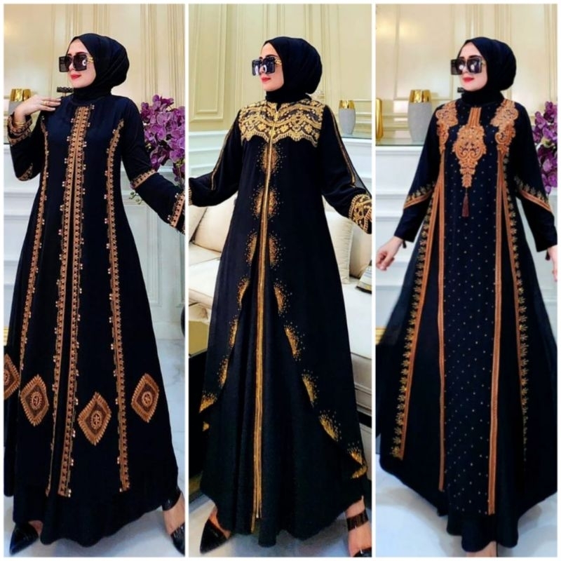 Gamis Hitam Abaya Turkey Ceruty Babydoll Premium Import Bordir Wanita Remaja Jumbo Mewah Terbaru Leb