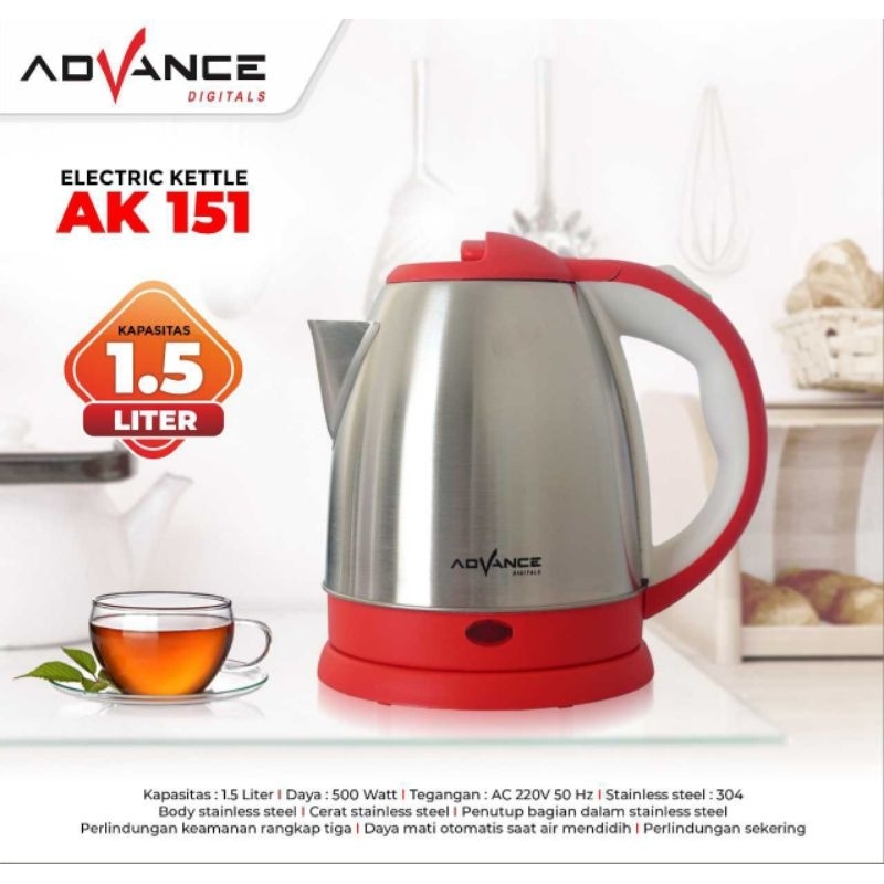 Kattle Listrik Advance AK-151 1,5 Liter/Teko Listrik Advance AK 151 ORI