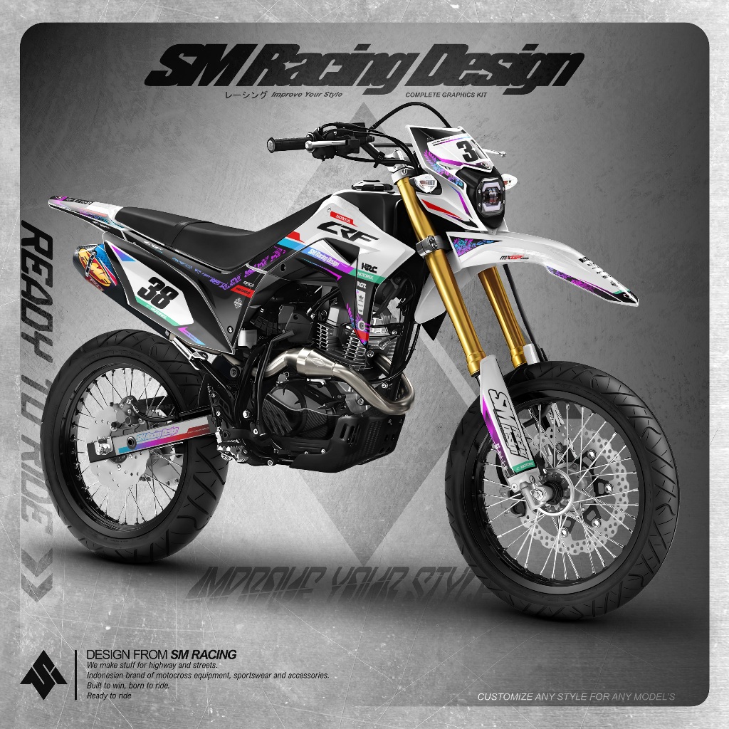 Decal Stiker CRF 150 L Full Body Warna Hitam Putih Terbaru 2024