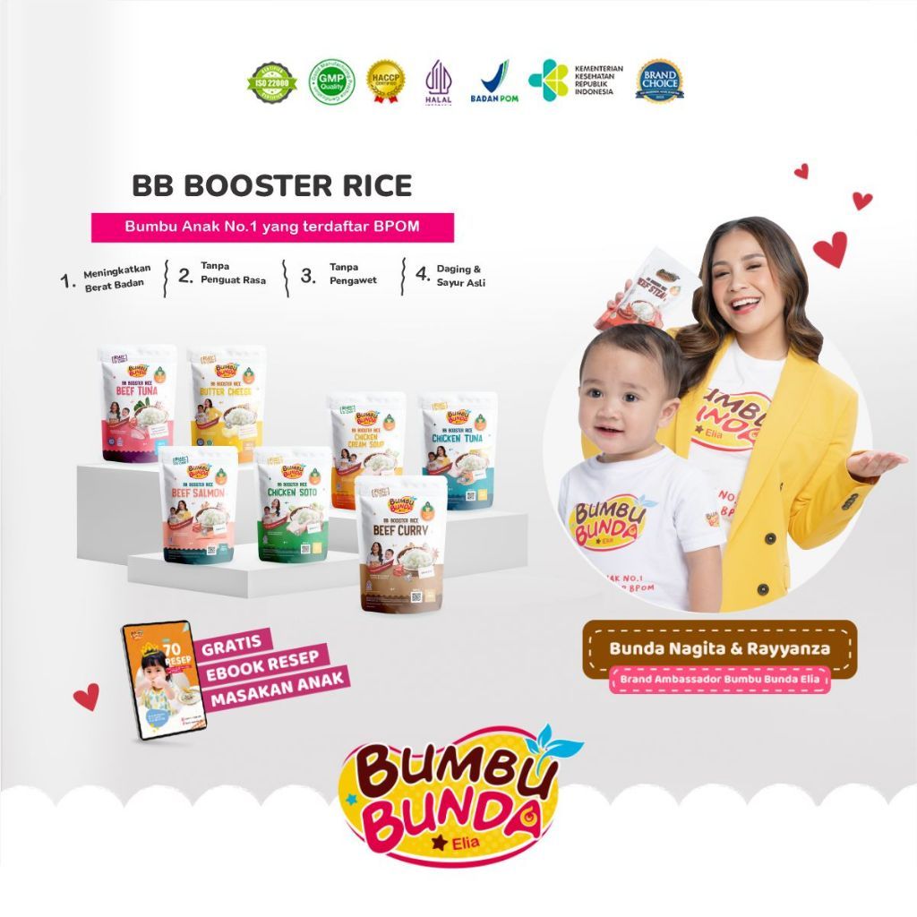 

Bumbu Bunda Elia BB Booster Rice Beras BB Booster MPASI Beras Beras Mpasi BB Booster 6 Bulan - 200 gram