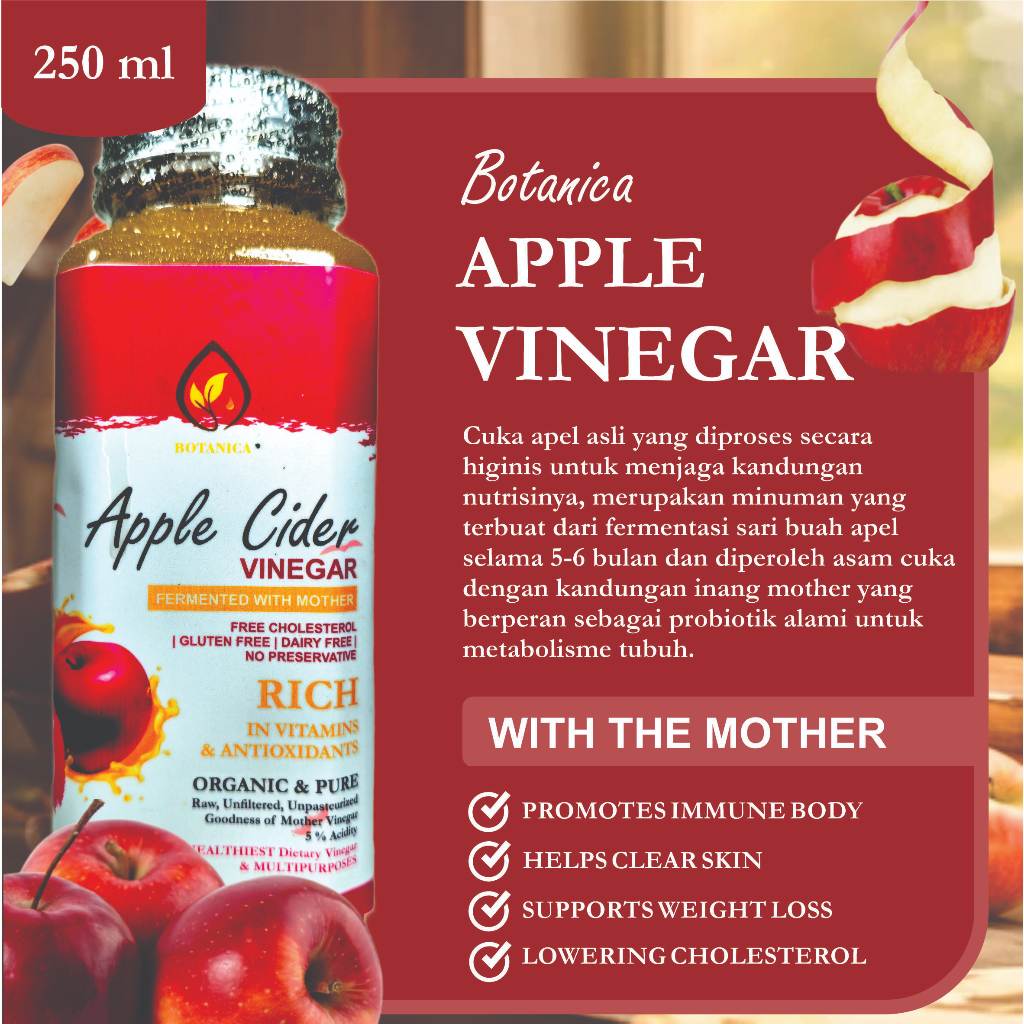 

Botanica Cuka Apel/Apple Cider Vinegar - 250ml with the Mother Bragg