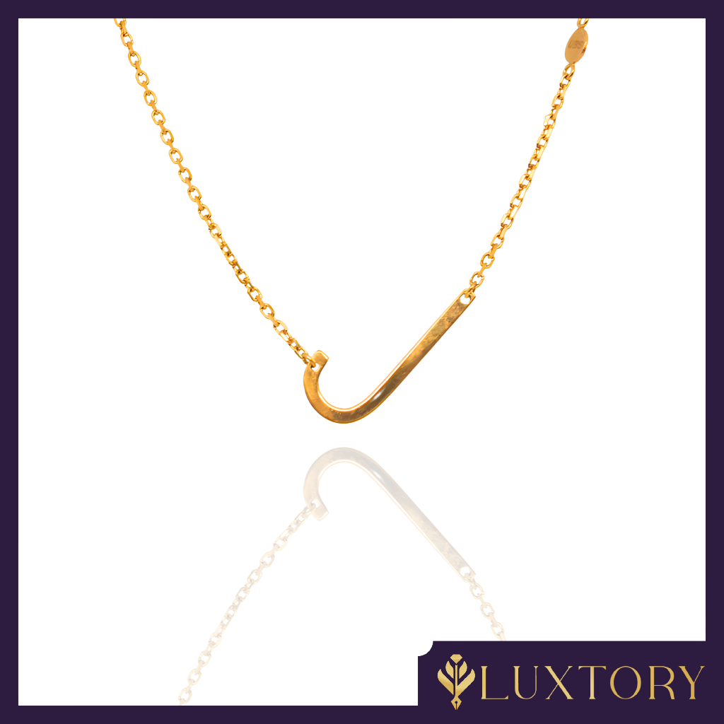 Kalung Emas Huruf "J" Permata 8K