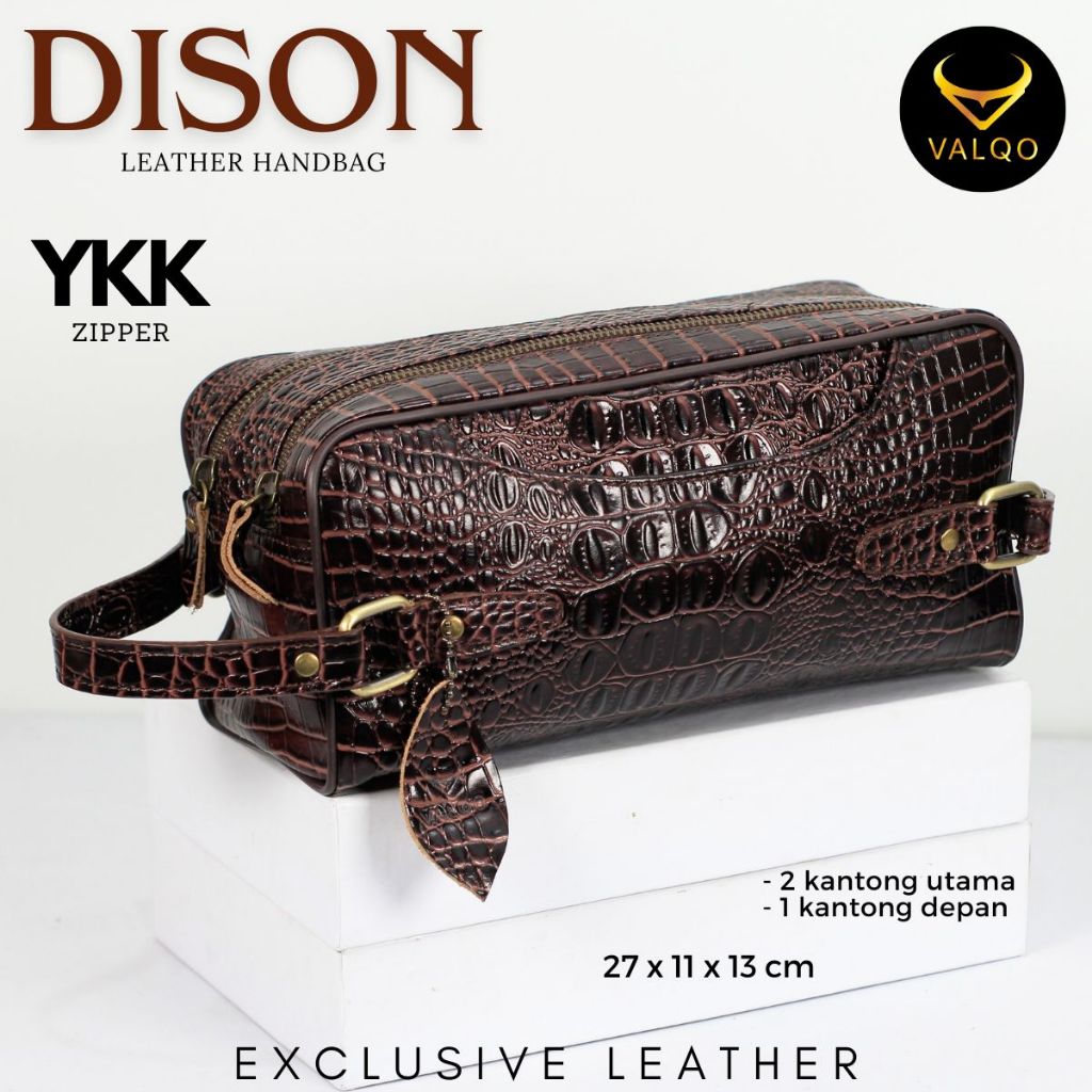 VALQO DISON Handbag Kulit Sapi Motif Buaya Pria Wanita Cowok Cewek Laki Perempuan