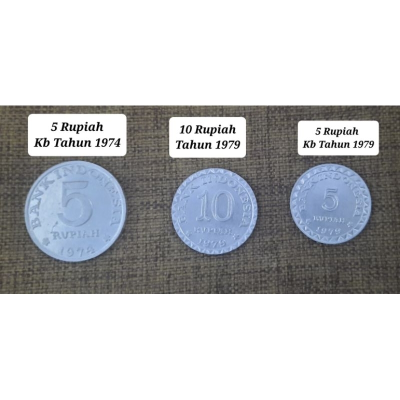 Uang Koin Asli Edar Indonesia 5 Rupiah dan 10 Rupiah 1970an