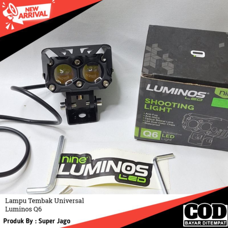 COD Luminos Q6 | Lampu Tembak Sorot Foglamp D2 Laser Luminos Q6 25 Watt 2 Mata Putih Kuning Waterpro