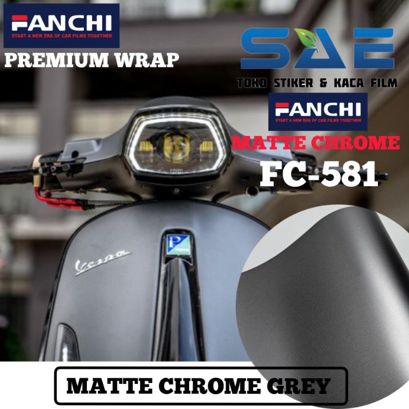 Sticker Fanchi Skotlet Abu Doff Matte Chrome Premium Scotlet Motor Premium Lentur Berperekat L-50Cm