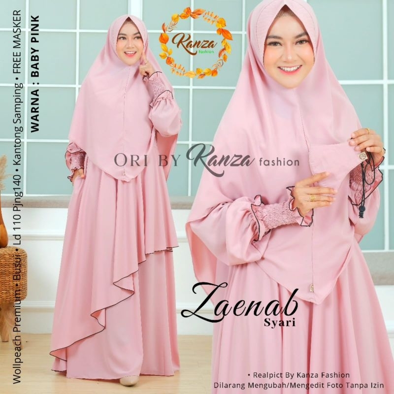 GAMIS SYARI KERUT TANGAN FREE MASKER