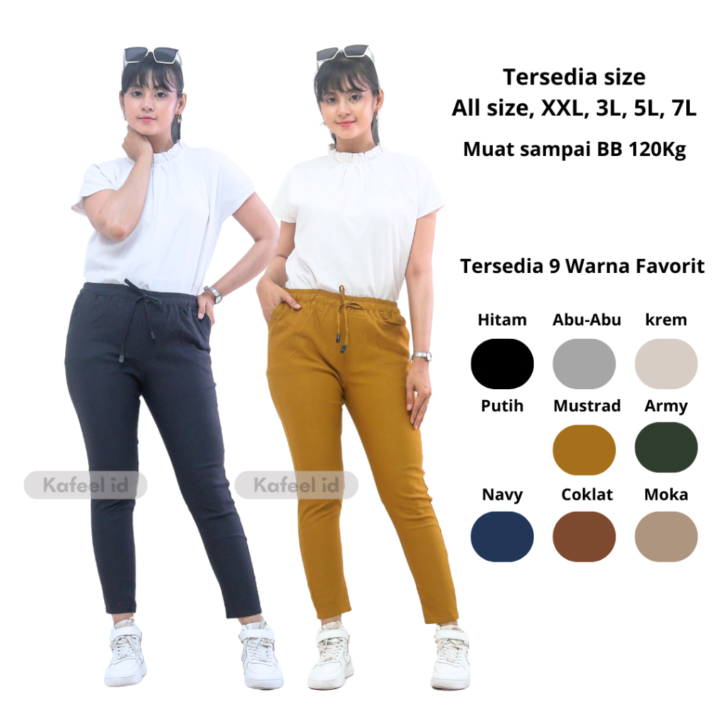 Elizabeth Pants Celana Chino Wanita Jumbo Bahan Melar Elastis