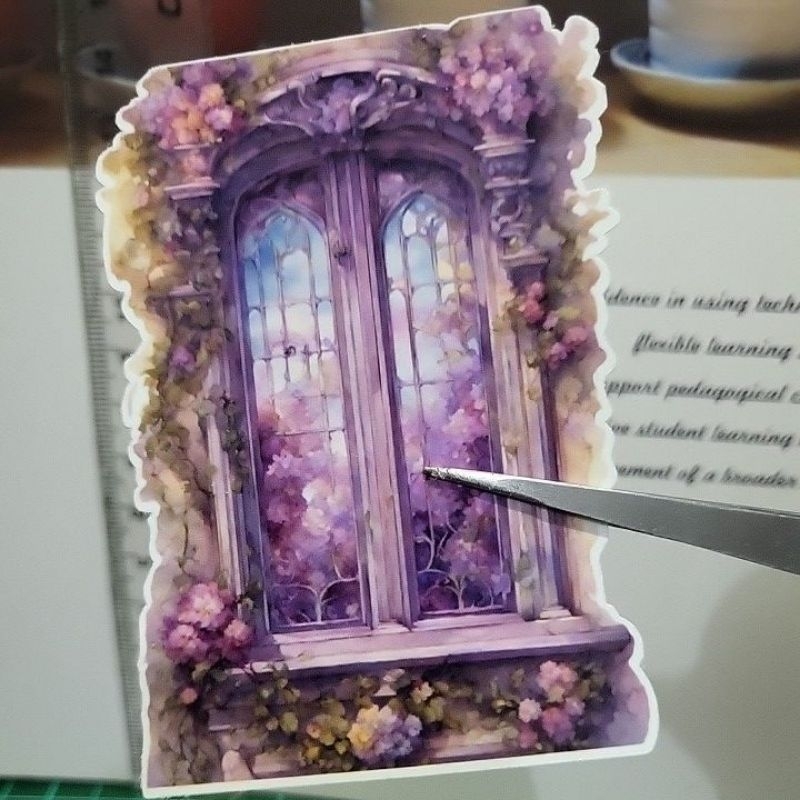 

8pcs BIG DREAMY PURPLE VICTORIAN WINDOW stickers