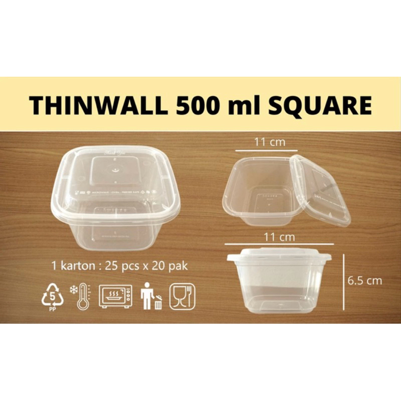Thinwall SQ  Square 500ml KCS isi 50pcs