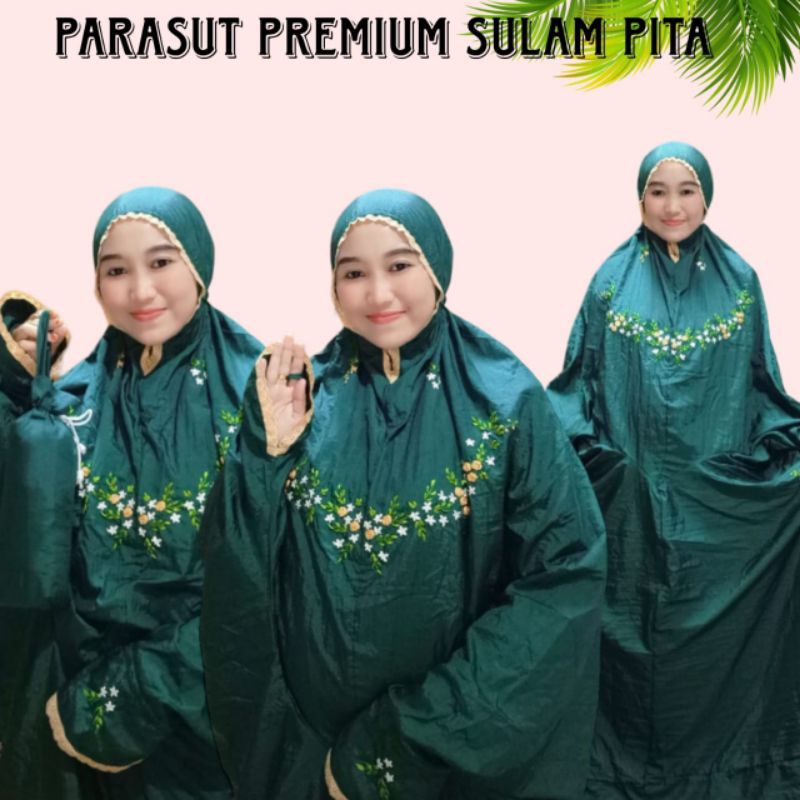 MUKENA PARASUT BORDIR CEMARA TRAVELING TERUSAN JUMBO / MUKENA TRAVELLING /MUKEMA LIPAT KECIL / MUKEN