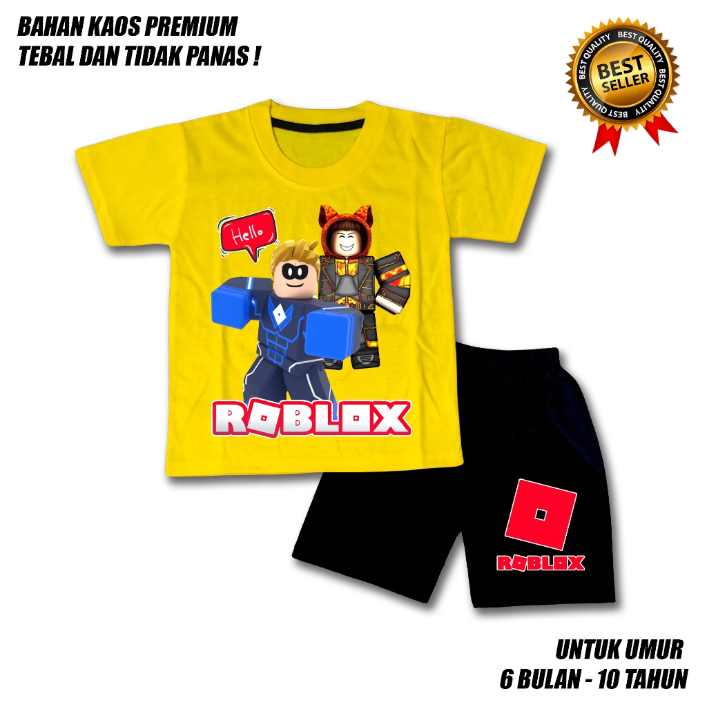 SETELAN ANAK LAKI LAKI MOTIF ROBLOX CELANA HITAM BAHAN PREMIUM / SETELAN ANAK LAKI LAKI USIA 0-10 TA