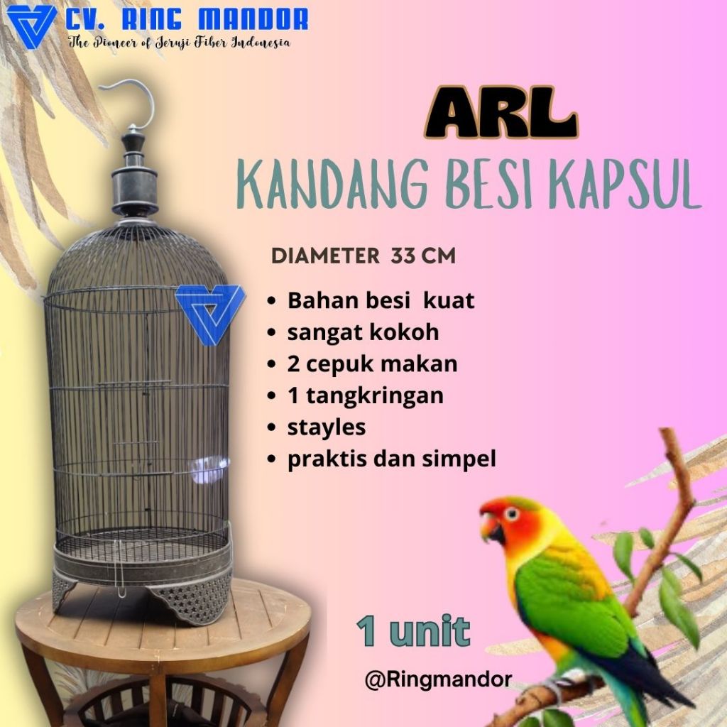 Kandang besi kapsul ARL LOVEBIRD  Sangkar besi lovebird tebal warna hitam
