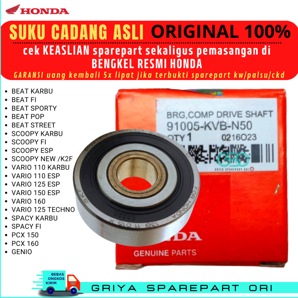 Bearing 6002 Ori HONDA Laher bak CVT PCX 150 160 ADV Genio Scoopy karbu Scoopy fi Scoopy esp New sco