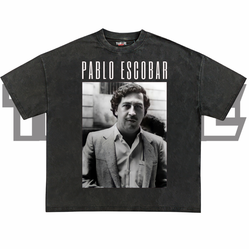 PABLO ESCOBAR Oversize T-Shirt | Wash Hitam | Kaos Aesthetic | Atasan Pria Wanita | Baju Cowo Cewe U