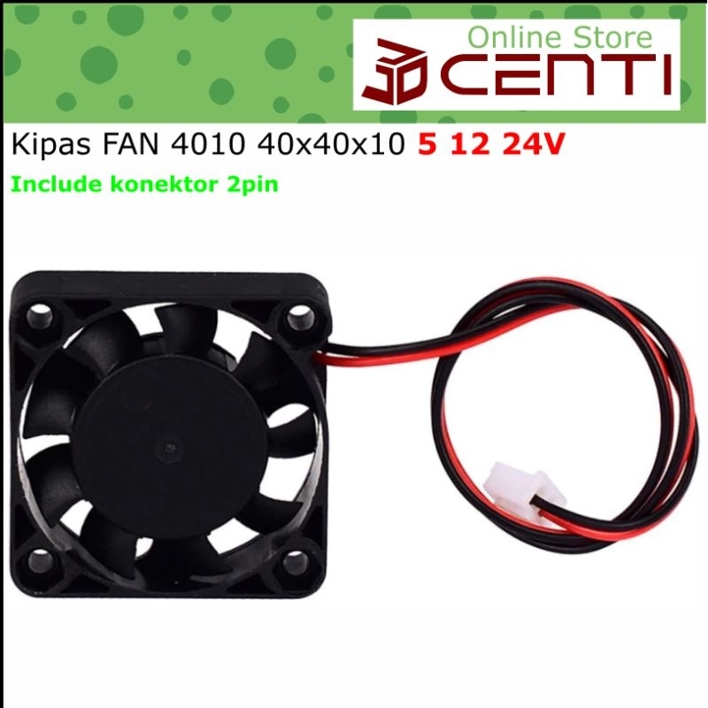 Brushless DC Fan 5V 12V 24V 5 12 24 v include connector 2 pin 4010 40mm 40 mm 4cm 4 cm 2000 RPM