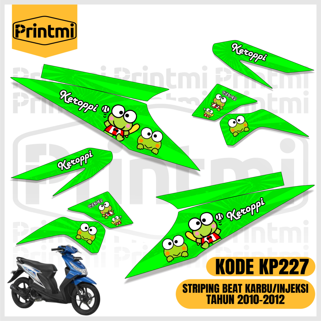 Striping Sticker Motor Beat Karbu Injeksi Keroppi 2010 2011 2012 Variasi Racing Honda Modifikasi Sim