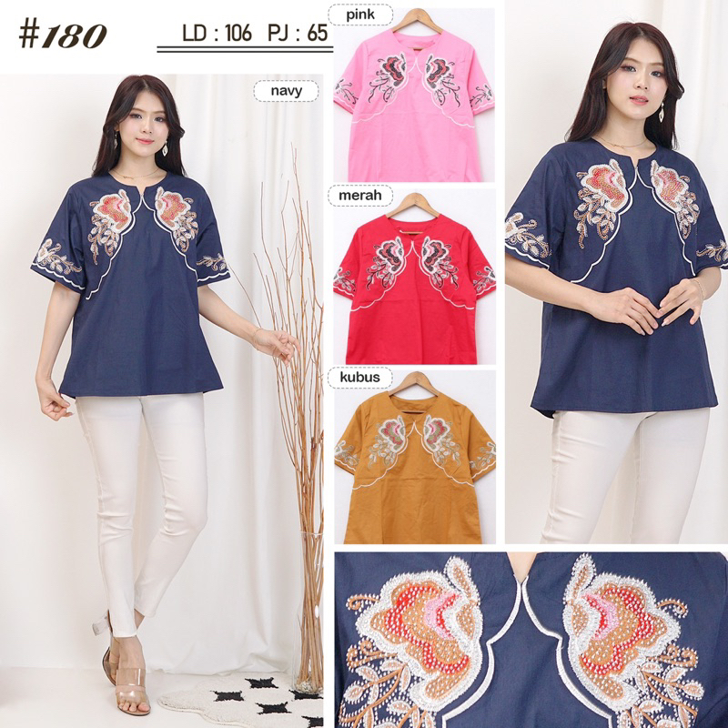 Blus bangkok impor bordir katun stretch