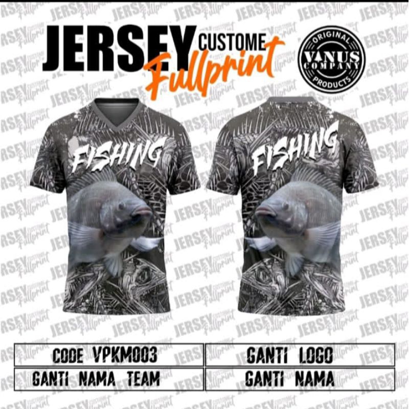 Jersey mancing custom motif ikan nila