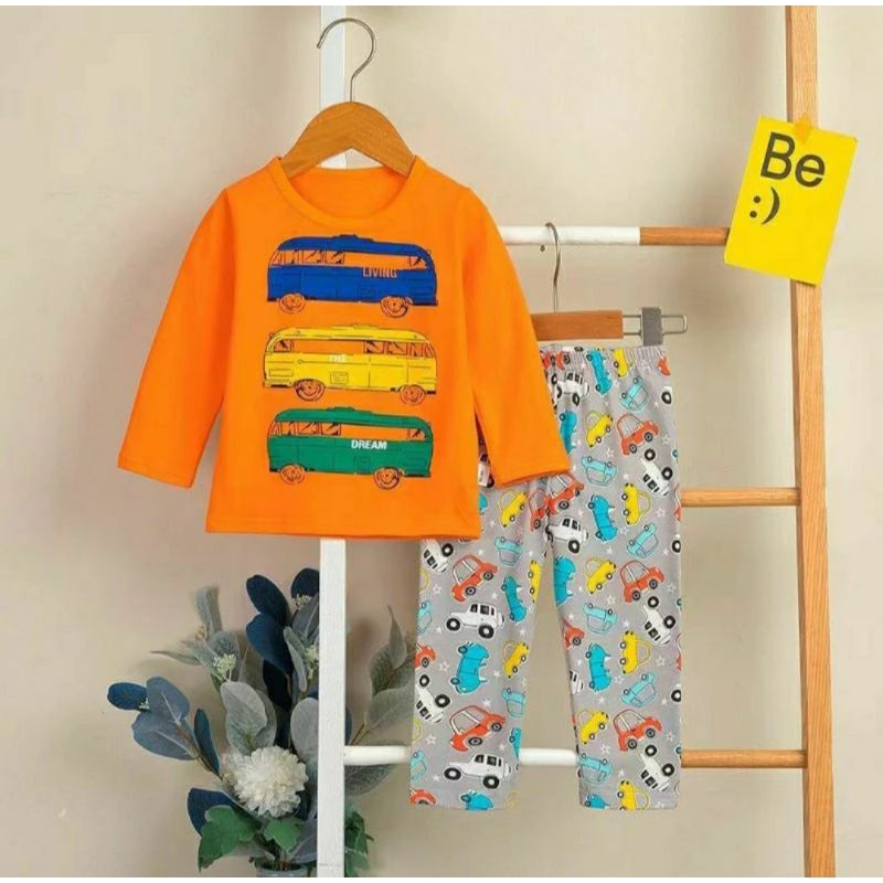 Piyama organik anak laki laki premium 1tahun - 3tahun baju tidur anak ala korea