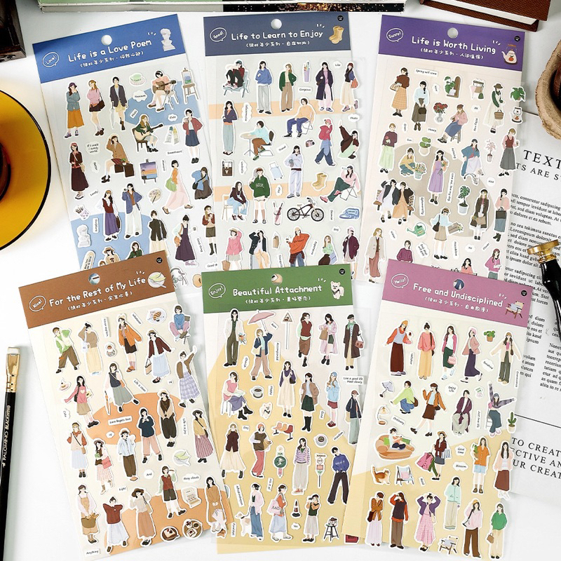 

[B538] Stiker Infeel.Me pakaian sehari-hari karakter berbahan dasar garam dari seri Dulu kolase dekorasi buku harian buku pegangan
