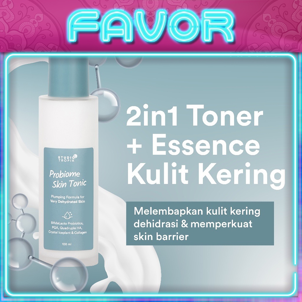 STUDIO TROPIK Probiome Skin Tonic | 30ml | 100ml | 2in1 Toner Essence | Untuk Kulit Kering & Dehidra