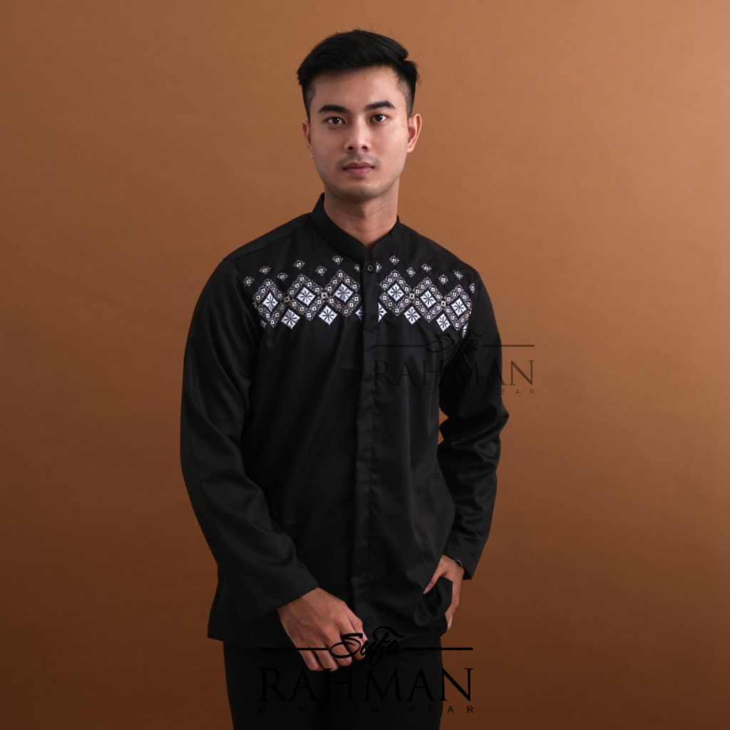 Syfa Rahman - Baju Kemeja Koko Bordir Lengan Panjang Katun Mirza Series