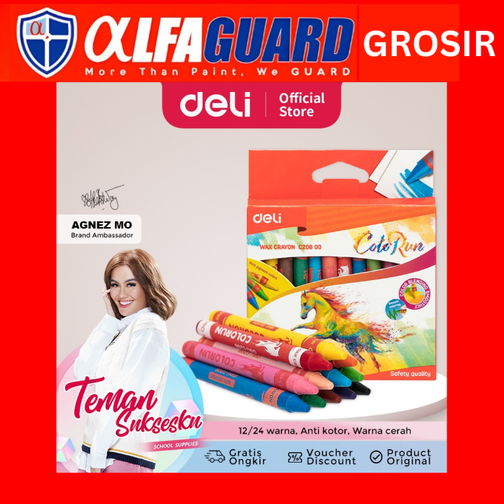 

Deli Crayon Krayon Lilin 12 Warna Reguler/Jumbo Label Melingkar, Tangan Anti Kotor