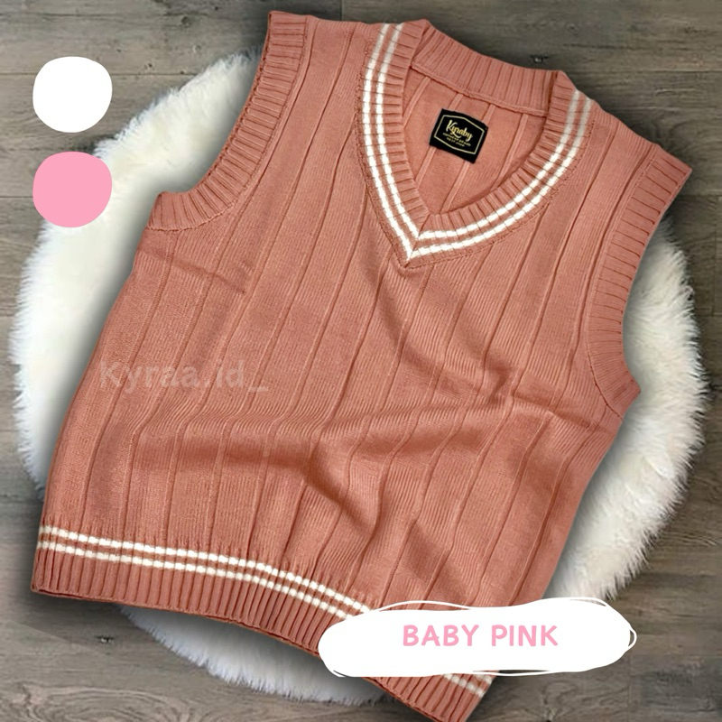 Atasan Rompi Vest Rajut/Dewasa & Anak/Baby pink/Atasan Rompi Rajut/Atasan Vest Rajut Unisex/Korean S