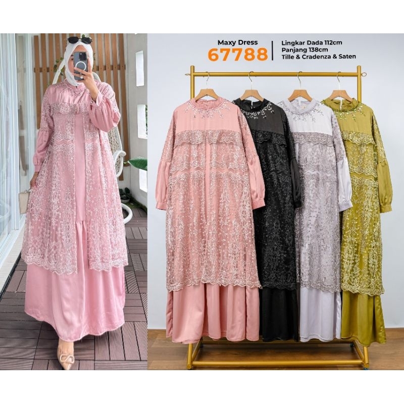 ERINA MAXY DRESS extu CREDENZA TILE SATEN fit to XL HIGH QUALITY MEWAH