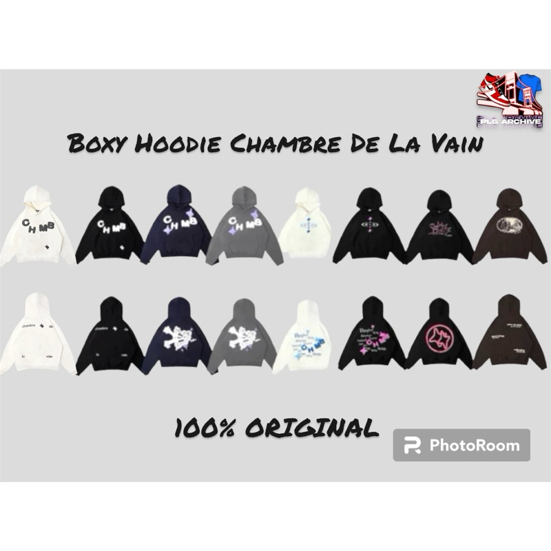(ORIGINAL) Boxy Hoodie Chambredelavain CHMB BLESSED WHITE/CHMB BLESSED BLACK/SHOOTING STARS NAVY/SHO