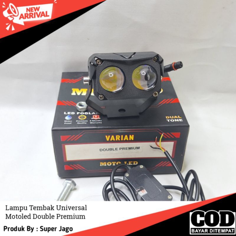 COD Motoled | Lampu Tembak Sorot D2 Laser Motoled 2 Mata Lensa 20 Watt Putih Kuning Waterproof