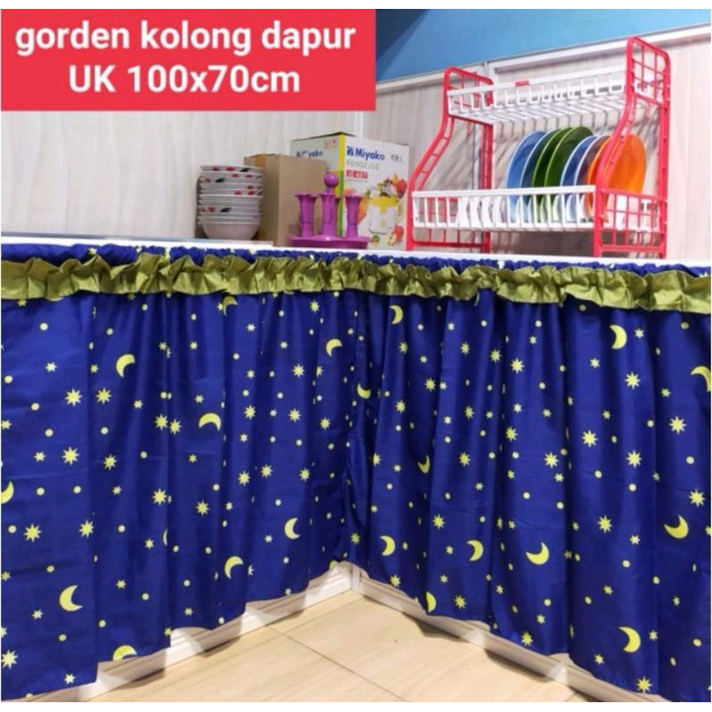 gorden kolong dapur motif monstar navy