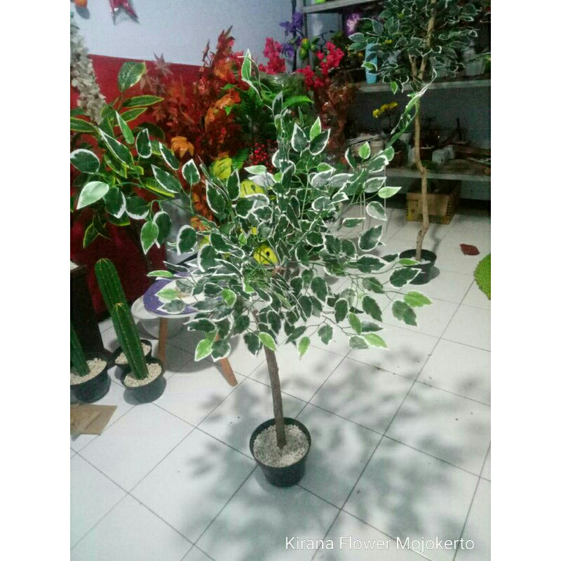 Pohon Hias 120cm Beringin Artificial Ukuruan Besar Pohon Sudut Dekorasi Pohon Plastik