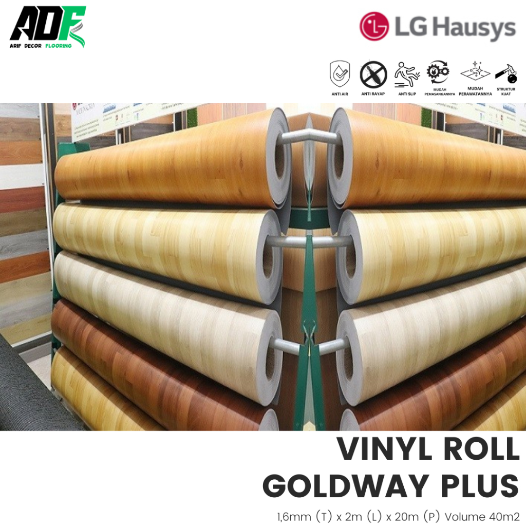 Karpet Lantai Vinyl Roll LG Goldway Plus Tebal 1,6mm Motif Wood / Kayu