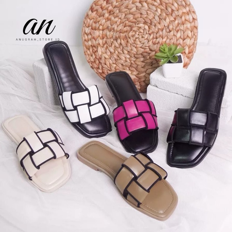 ANUGRAH_STORE.ID - NOVA Sandal Wanita Teplek Korea Casual Sendal Slop Empuk Flat Cewek Kasual Rumaha