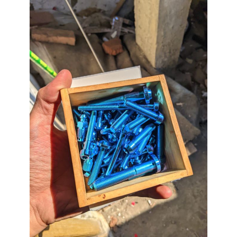 Set Baut Bak Mesin Yamaha Rx King Kanan+ Kiri Original Titanium GR5