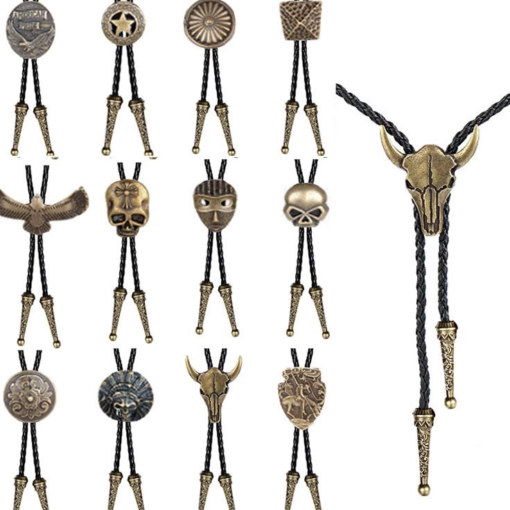 Obral Terkini  Kalung kulit bolo tie pria wanita necklace cowboy vintage pendant