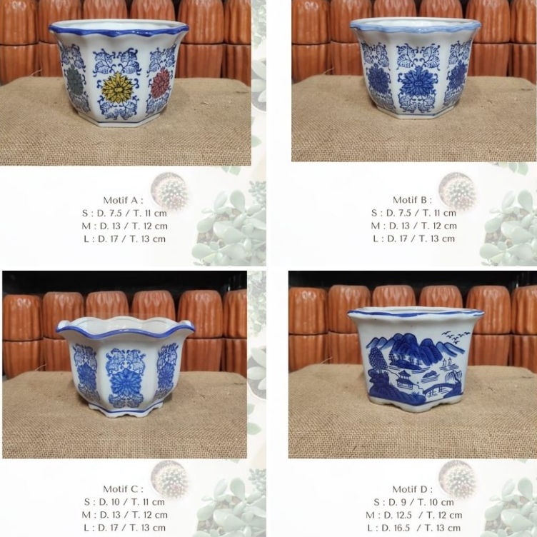 ART B17H Pot Keramik Import Cantik Satuan  pot keramik motif bunga  Pot Keramik Import