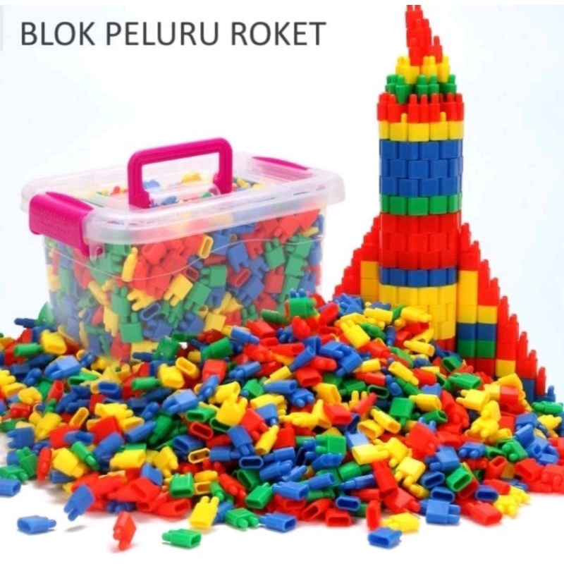 mainan kreatifitas anak,puzzle bullet,mainan balok susun roket,blok peluru roket,mainan brick balok 