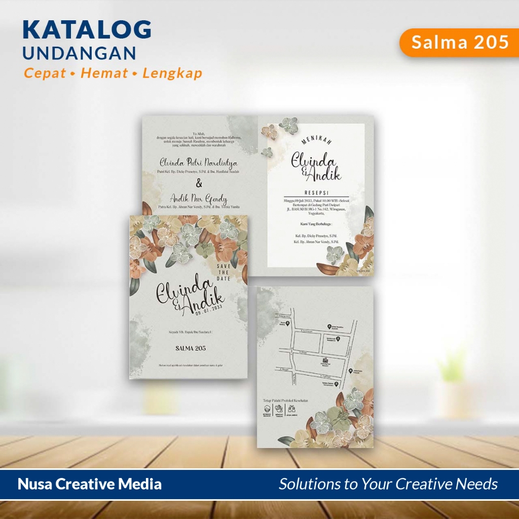 

CETAK UNDANGAN PERNIKAHAN Salma 205/206 - Cepat Hemat dan Berkualitas (Free design, plastik opp, packing) Kertas Cards