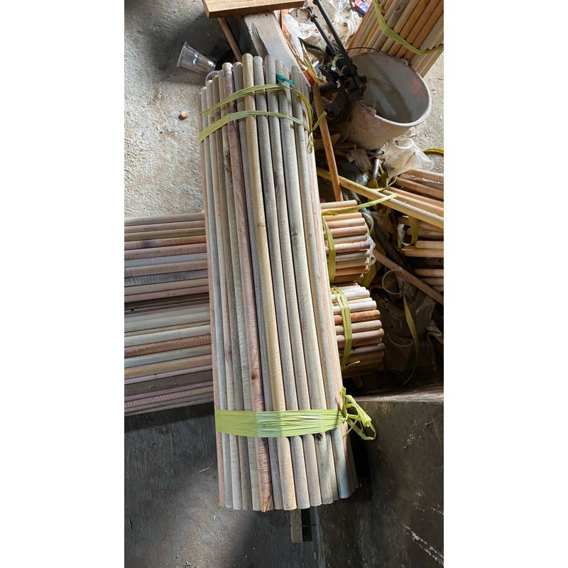 1 lusin dowel kayu / gagang sapu / gagang lap pel / kayu bulat