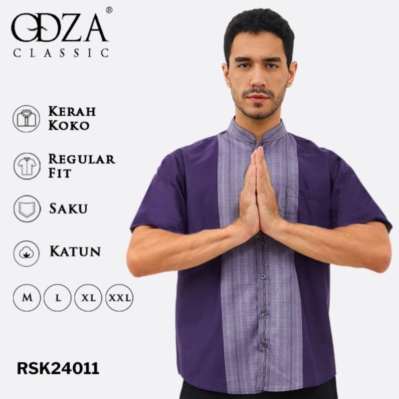 Kemeja Koko Pria Lengan Pendek M L XL XXL jumbo Ungu Tua Deep Purple Lilac