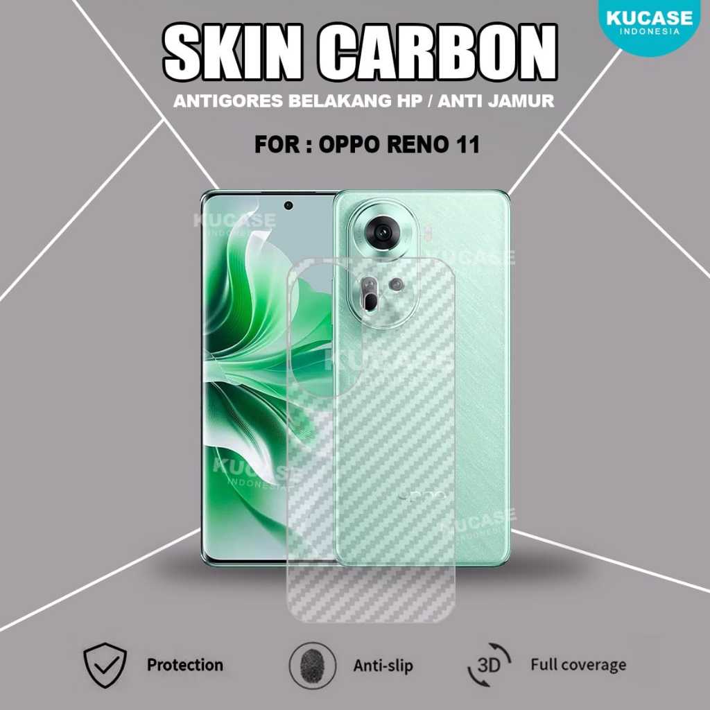 Oppo Reno 11 Oppo Reno 11 Pro Oppo Reno 11F Garskin Anti Gores Belakang Skin Carbon Transparan Oppo 