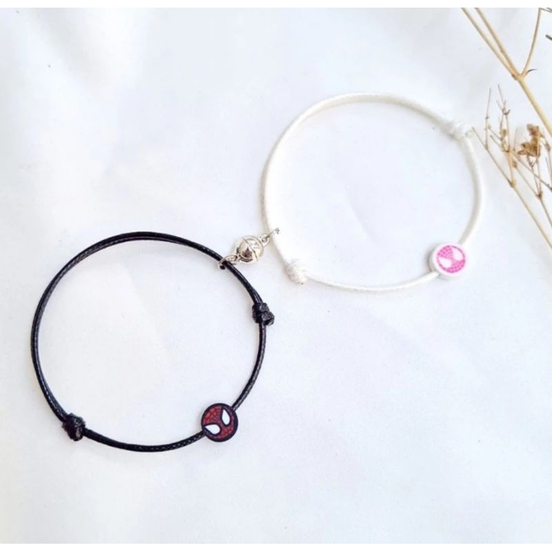 GELANG COUPLE MAGNET SPIDERMAN MILES & GWEN 2PCS/SET
