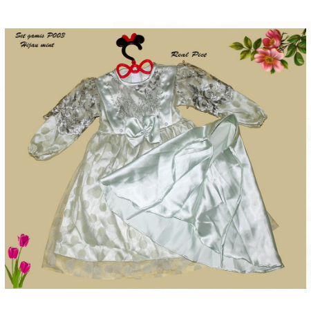 TGO- Gamis Pita Anak Perempuan 3-5 Tahun Motif Tile Dot Besar FREE HIJAB / P003