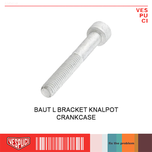 Baut Baud L Bracket Knalpot Kenalpot Exhaust Original Crankcase M8x5,5 Half Setengah Drat Vespa Mati