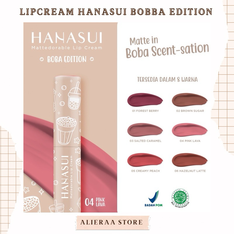 HANASUI MATTEDORABLE LIP CREAM BOBA EDITION / LIPCREAM HANASUI BOBA EDITION / HANASUI BOBA