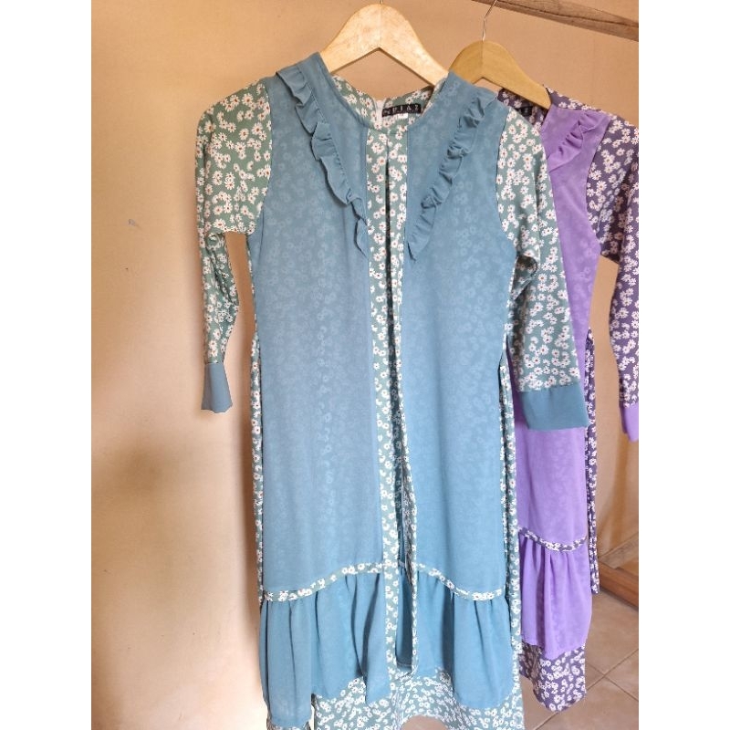 Gamis anak perempuan motif bunga baju muslim anak (dengan jilbab)
